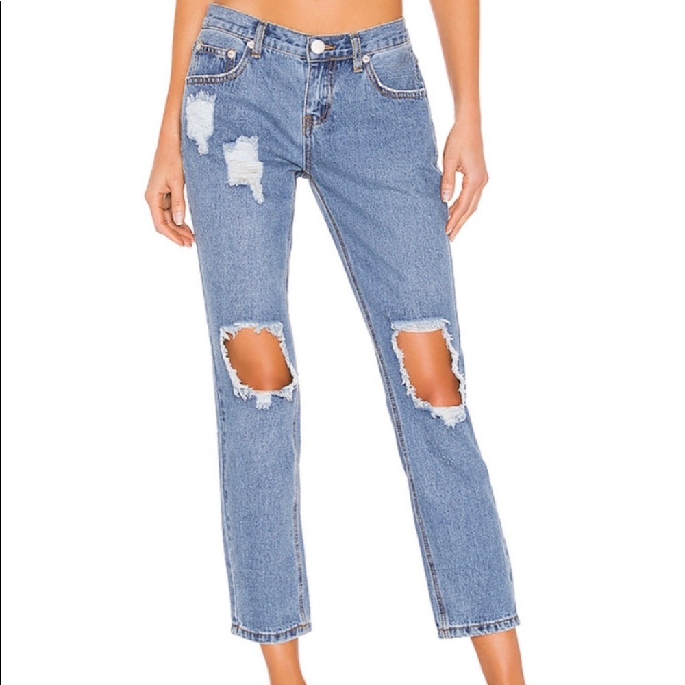 Superdown Angie Girlfriend Jeans Vintage Blue Wash